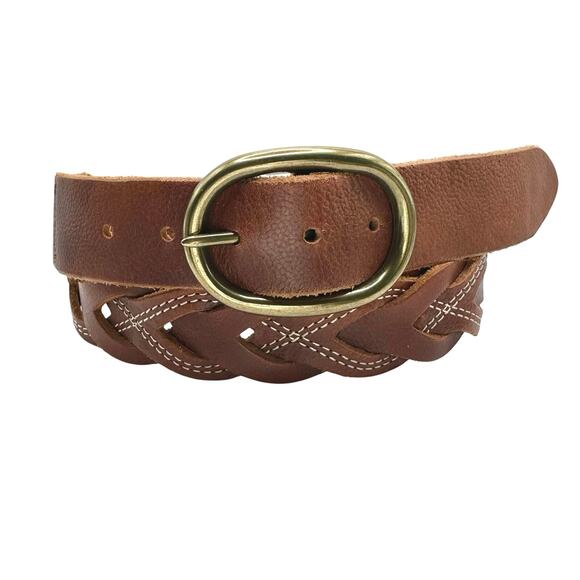 Lucky Brand Accessories - Lucky Brand | Women | Braided Walnut Interlock Brass Buckle Leather Belt | Large